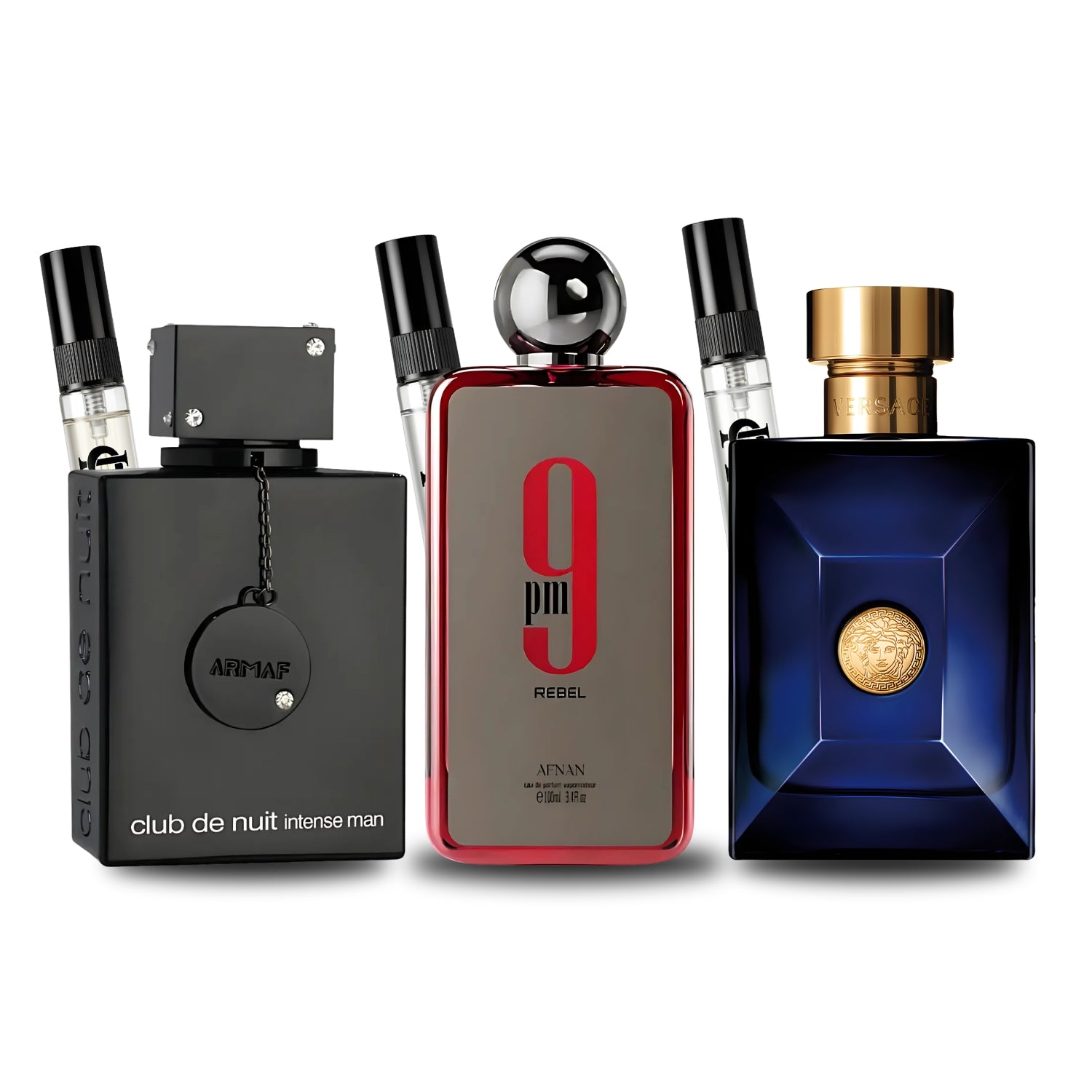 Pack 3 × 10 ml (Club de Nuit Extrait de Parfum + 9PM Rebel + Dylan Blue)
