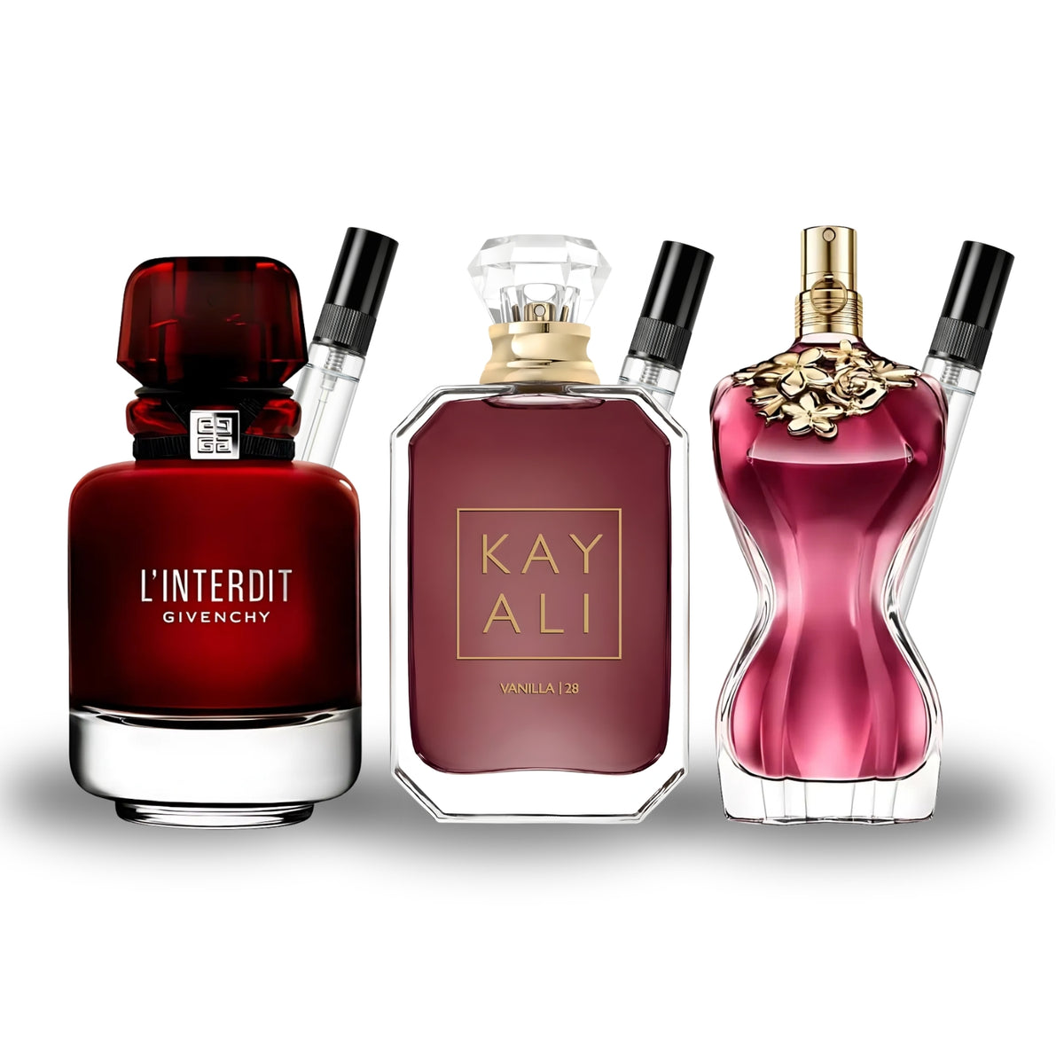 Pack 3 × 10 ml (L’Interdit Rouge + Kayali Vanilla 28 + La Belle)