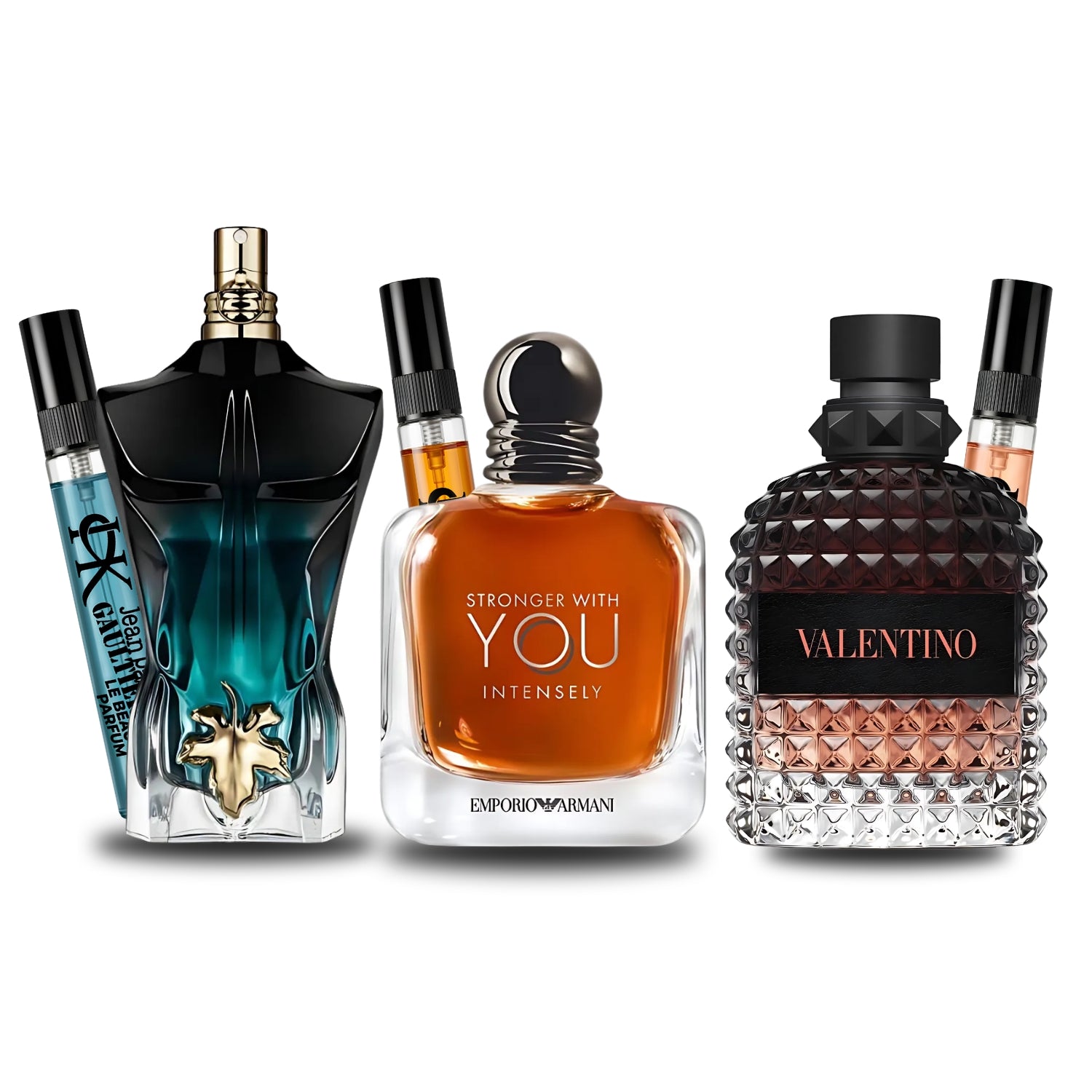 Pack 3 × 10 ml (Le Beau Le Parfum + Stronger With You Intensely + Uomo Born in Roma Coral Fantasy)