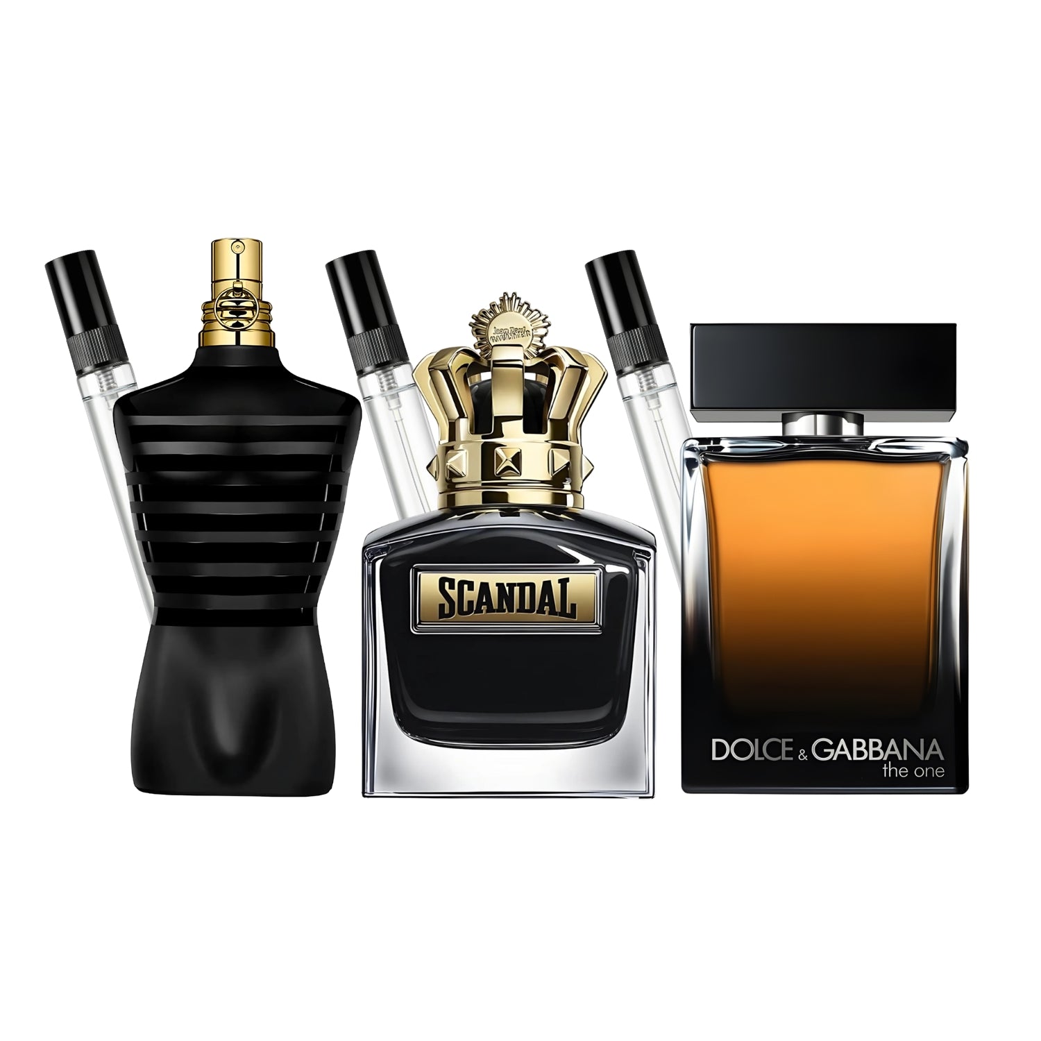 Pack 3 × 10 ml (Le Male Le Parfum + Scandal Le Parfum + Dolce & Gabbana The One)