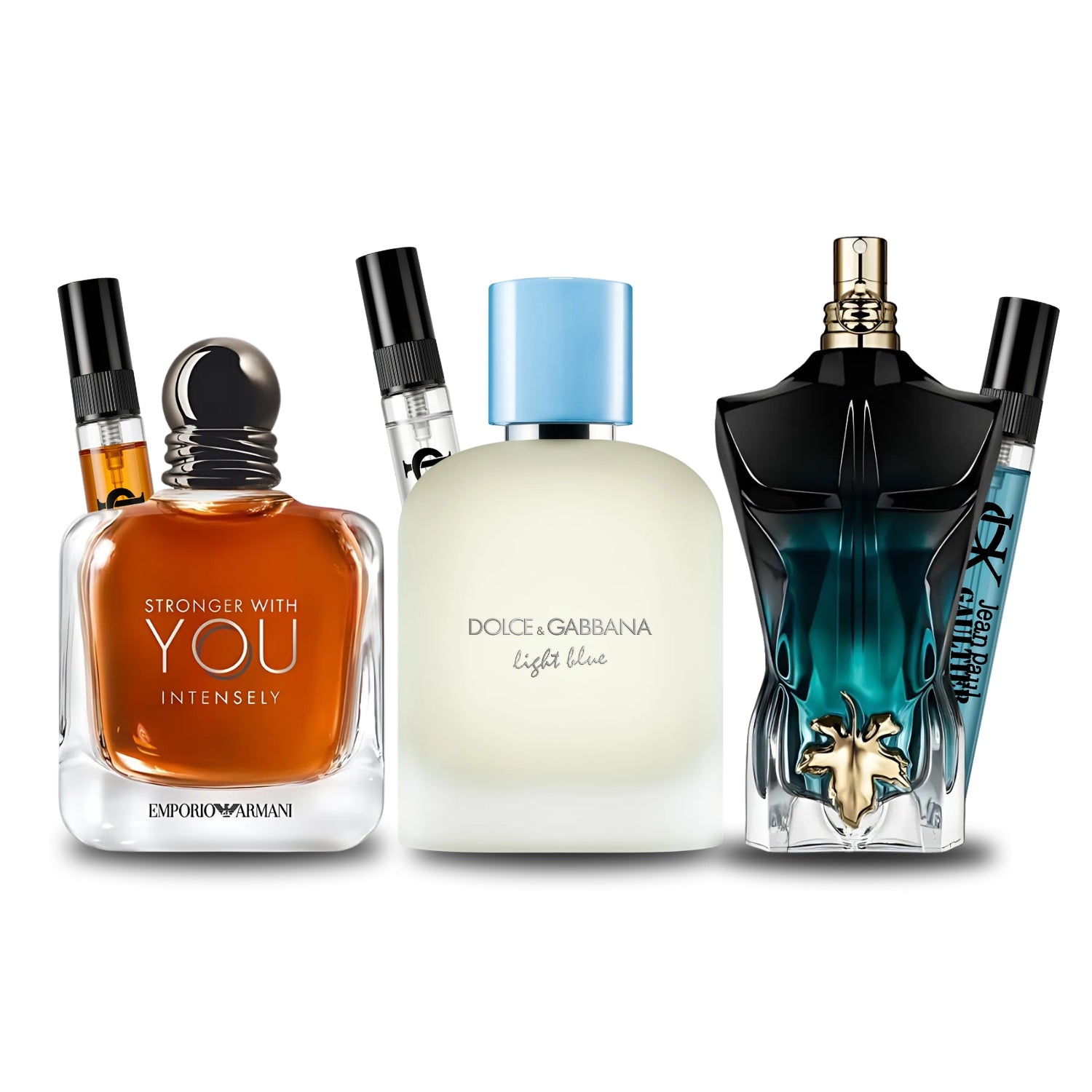 Pack 3 × 10 ml (Stronger With You Intensely + Light Blue pour Homme + Le Beau Le Parfum)