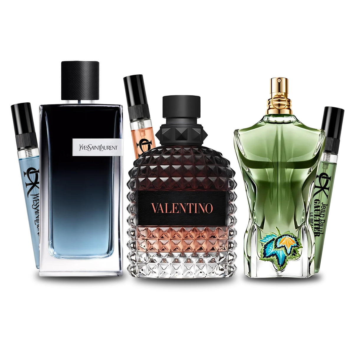Pack 3 × 10 ml (Y Eau de Parfum + Uomo Born in Roma Coral Fantasy + Le Beau Paradise Garden)