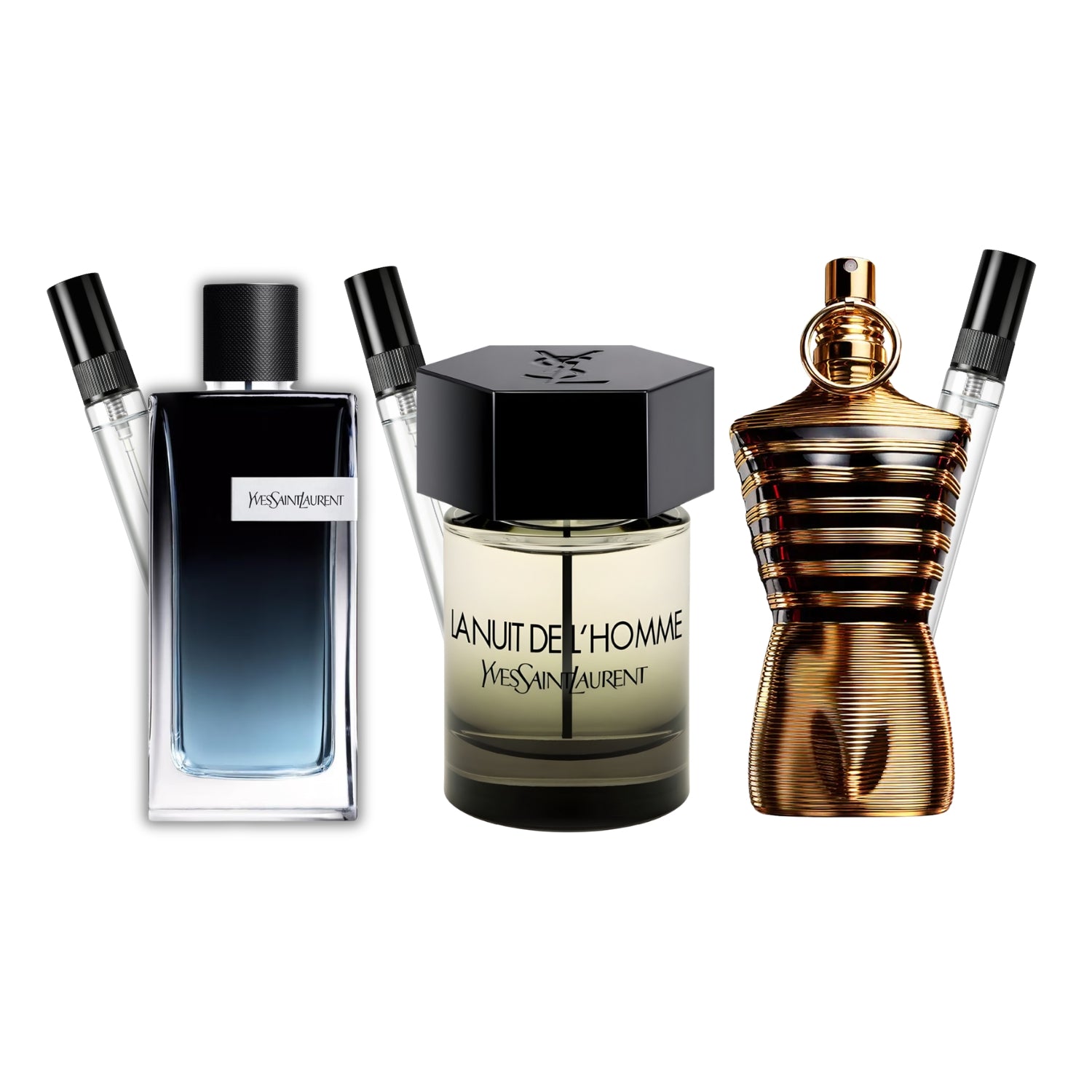 Pack 3 × 10 ml (YSL Y EDP + La Nuit de l’Homme + Le Male Elixir)