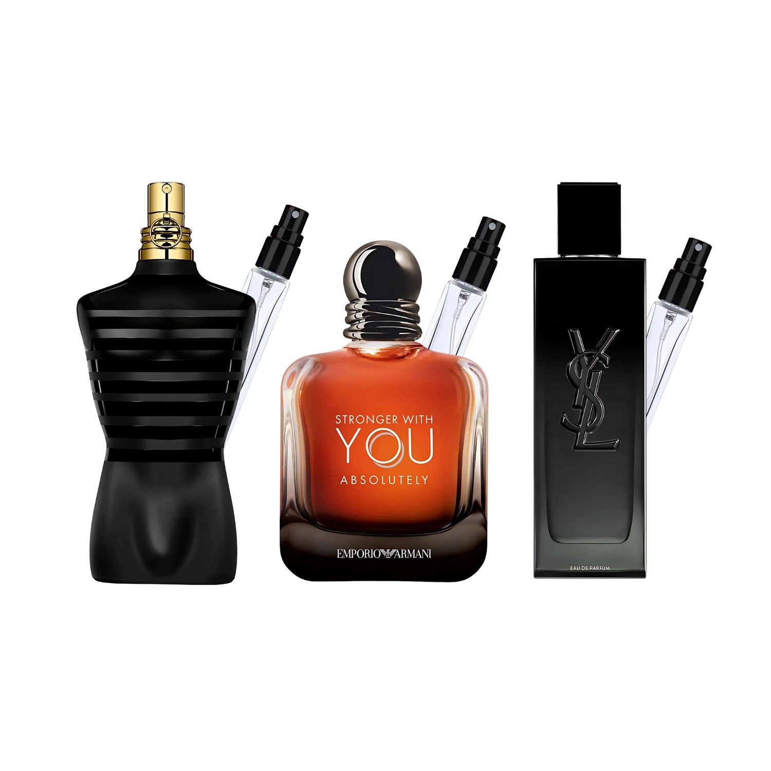 The Bold Essence Trio – Pack 3 × 10 ml (Le Male Le Parfum + Stronger With You Absolutely + YSL MYSLF EDP)