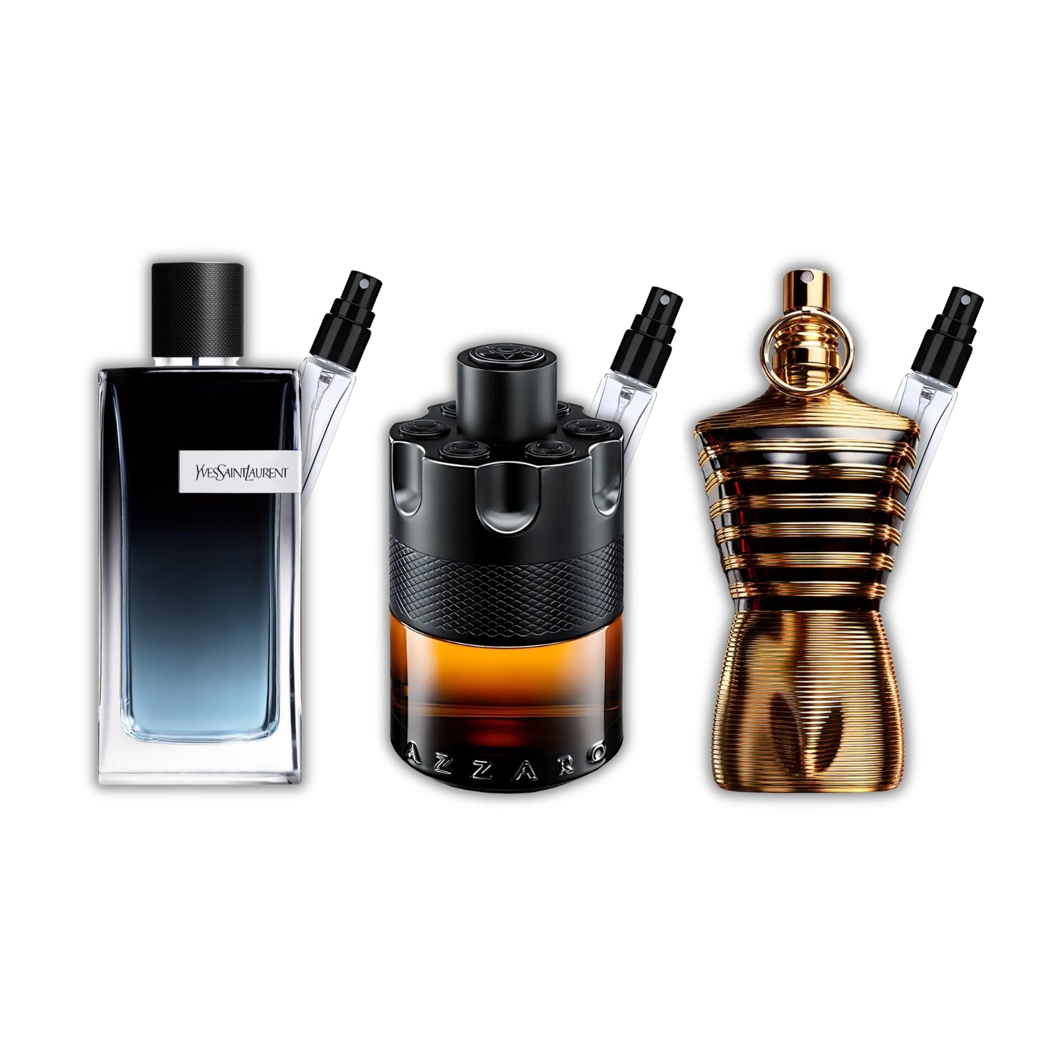 The Power Code Trio – Pack 3 × 10 ml (YSL Y EDP + Azzaro The Most Wanted Parfum + Le Male Elixir)