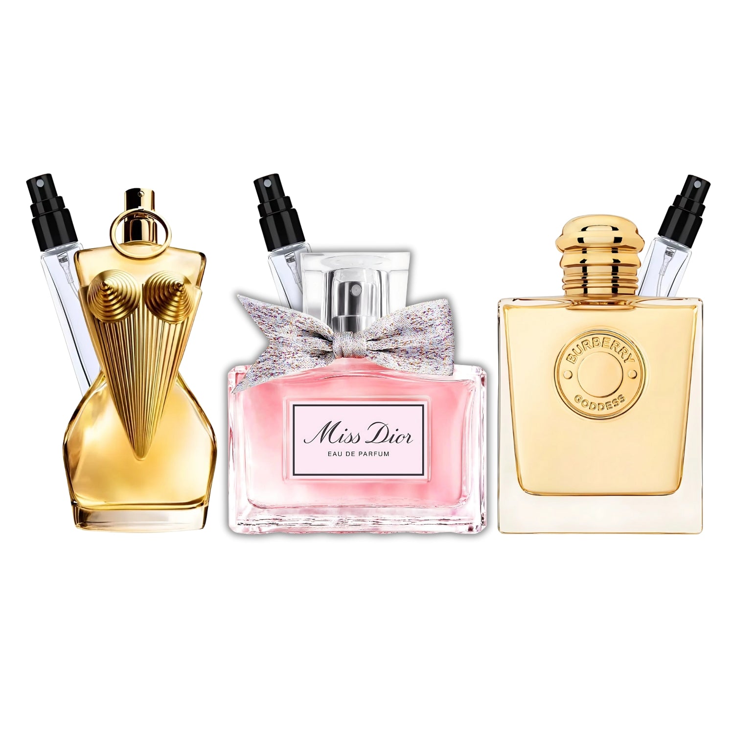 Trilogie Royale – Pack 3 × 10 ml (Jean Paul Gaultier Divine + Miss Dior EDP + Burberry Goddess )